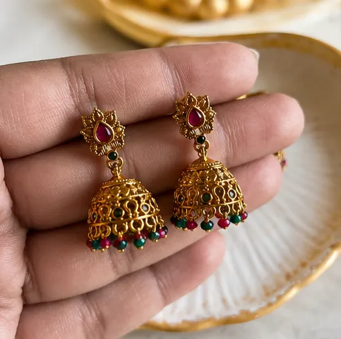 Mayura Lotus Multicolor Traditional Jhumka